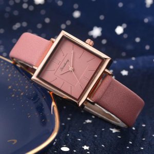 Moonbiffy XB015 Pink Casual Square Ladies Watch