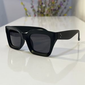 Small Matte Black Square Unisex Sunglass