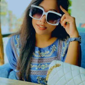 Vintage Big Square White Frame Ladies Sunglass