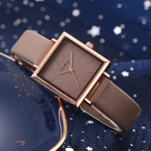 Moonbiffy XB015 Brown Casual Square Ladies Watch