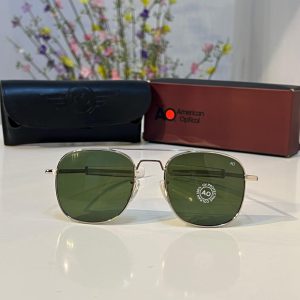 AO Original Military Style Aviation Classic Silver Green Gents Sunglass