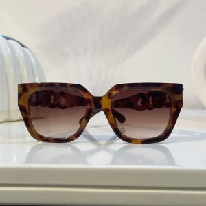Medium Square Chain Legs Leopard Unisex Sunglass