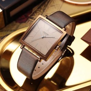 Julius Square Brown Leather Ladies Wrist Watch