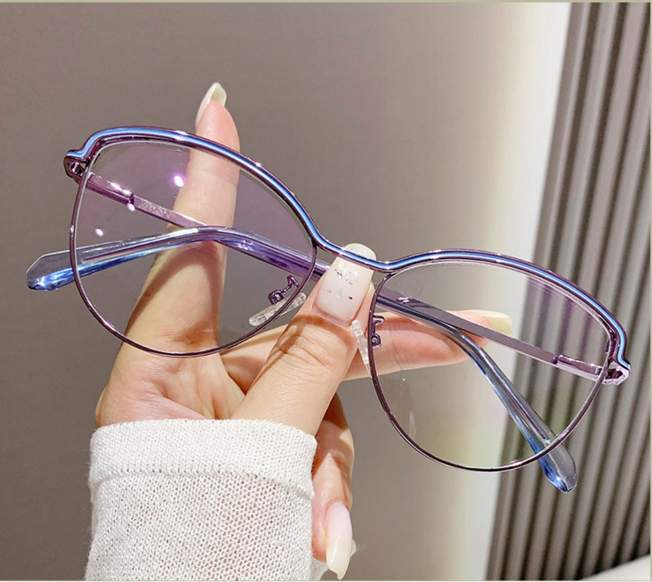 Anti Radiation Flat Mirror Purple Frame Ultra Light Eye Glass