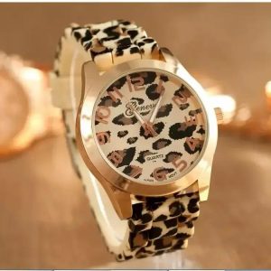 Leopard Printed Silicone Band Ladies Watch
