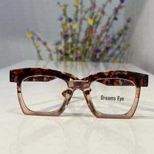 Square Leopard Champagne Hyperopia Prescription Diopter Eyeglass