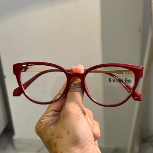 Cat Eye Shape Blue Light Blocking Wine Red Eyeglass