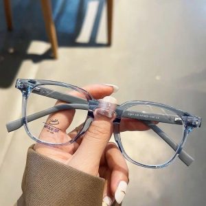 Gray & Blue contrast Legs Blue Light Blocking Spring Hinges Square Eyeglass