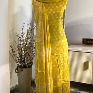 Yellow Base Natural Dye Maslin Cotton Silk Unstitch 3ps