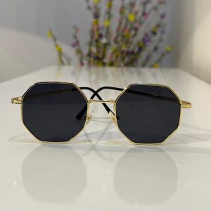 Golden Black Hexagon Ladies Sunglass