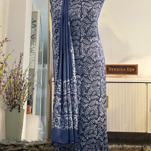 Blue Base Natural Dye Maslin Cotton Silk Unstitch 3ps