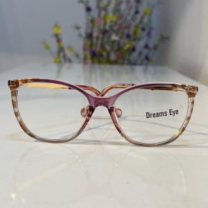 Purple Leopard Print Round Cay Eye Stone Decor Eyeglass