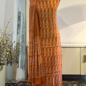 Vibrant Orange Base Natural Dye Maslin Cotton Silk Unstitch 3ps