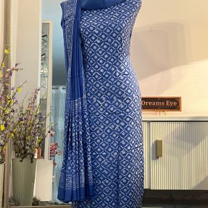 Royal Blue Base Natural Dye Maslin Cotton Silk Unstitch 3ps