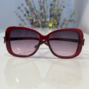 Red Square Bow-Shaped Metallic Decoration Sunglass