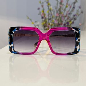 Hot Pink Oversized Square Double Color Gradient Ladies Sunglass