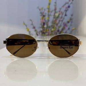 M On Leopard Hinges Oval Brown Unisex Sunglass
