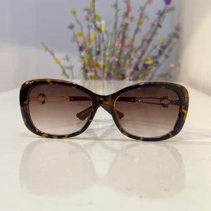 Leopard Rectangle Frame Brown Gradient Ladies Sunglass