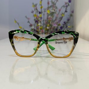 Green Fashion Tortoiseshell Splicing Color Flat Mirror Eyeglass