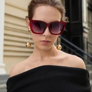Red Cat Eye Square Ladies Sunglass