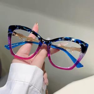 Blue Pink Fashion Tortoiseshell Splicing Color Flat Mirror Eyeglass